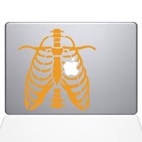 The Decal Guru Ribcage Apple Heart MacBook Decal Vinyl Sticker - 13" MacBook Pro (2015 & Older) - Yellow (0223-MAC-13P-SY)