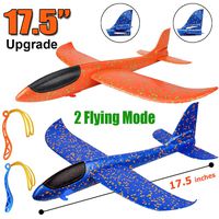 2 Pack Airplane Toys, Upgrade 17.5" Large Throwing Foam Plane, 2 Flight Mode Glider Plane, Flying Toy for Kids, Gifts for 3 4 5 6 7 Year Old Boy, Outdoor Sport Toys Birthday Party Favors Foam Airplane