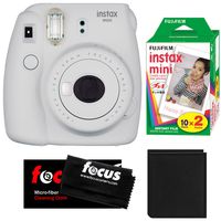 Fujifilm Instax Mini 9 (Smokey White) with 2 Pack Film & Photo Album Wallet