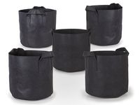247Garden 5-Pack 5 Gallon Grow Bags/Aeration Fabric Pots w/Handles (Black)