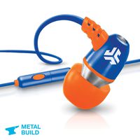 JLab Audio NEON Metal in-Ear Earbuds with Universal Mic for iPhone & Android, Guaranteed for Life - Blue/Orange
