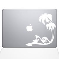 The Decal Guru Beach Wave Decal Vinyl Sticker, 11" MacBook Air, White (1449-MAC-11A-W)