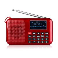Portable Solar Power Speaker Mp3 Audio Music Player FM Radio with Power Bank USB disk TF card with Flashlight Sleep Timer (Red)