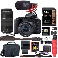 Canon EOS Rebel SL3 DSLR Camera with Canon 75-300mm III, Rode VideoMic Go, 64GB U3 Memory Card Bundle