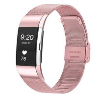 JUN1 Compatible with Fitbit Charge 2 Bands Stainless Steel Wristbands for Men Women Lightweight Replacement Straps Accessories for Fitbit Charge 2