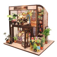 CuteBee Dollhouse Miniature with Furniture, DIY Wooden Dollhouse Kit, 1:24 Scale Creative Room Idea (Coffee House)