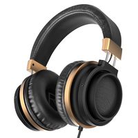 Ailihen MX-06 Over Ear Headphones with Microphone and Volume Control Bass Stereo Adjustable Headsets for iOS Android Smartphones Laptop Tablets Computer MP3/4 (Black Golden)