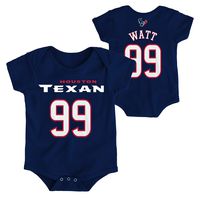 OuterStuff NFL Newborn Infants Team Color Name and Number Bodysuit Creeper (12 Months, JJ Watt Houston Texans Home Navy)