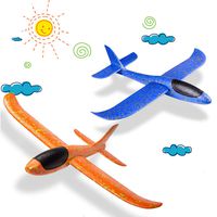 HongKit Foam Glider Plane for Kids 4-7 Year Old,2 Pack Flying Aircraft Toys for 4-7 Year Old Boy Dual Flight Mode Gift for Kids Blue&Orange