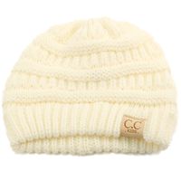 Kids Ages 2-7 Warm Chunky Thick Stretchy Knit Slouch Beanie Skull Hat Ivory