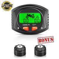 Tymate TPMS Tire Pressure Wireless System for Motorcycle, Tire Pressure Monitoring System with 2 DIY Sensors - Waterproof Digital LCD Display, Gauge Monitoring System for Motorcycle - 5 Alarm Modes