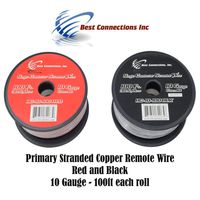 Audiopipe 10 Gauge Wire RED & Black Power Ground 100 FT Each Primary Stranded Copper CLAD