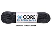Derby Laces CORE Narrow 6mm Waxed Lace for Figure Skates, Roller Skates, Boots, and Regular Shoes (Slate Gray, 120 Inch / 305 cm)