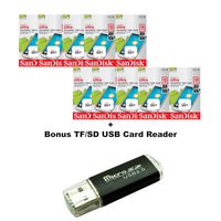 10 PACK - SanDisk Ultra 16GB UHS-I Class 10 MicroSDHC Memory Card Up to 48mb/s SDSQUNB-016G LOT OF 10 with TF USB Card Reader