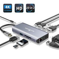 USB C Hub Adapter with HDMI,VGA, Ethernet,11 Functions USB-C Docking Station，Thunderbolt 3 Type C Adapter with Mic/Audio,PD 3.0, Compatible with MacBook Pro/Air and Type C Laptops by Ruishion