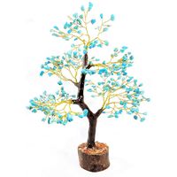 Crocon Turquoise Gemstone Money Tree Feng Shui Bonsai for Reiki Healing Chakra Stone Balancing Energy Generator Spiritual Meditation Home Interior Office Decor Size 10-12 Inch