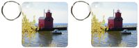 3dRose Holland Harbor Lighthouse at Holland, Michigan - US23 DFR0047 - David R. Frazier - Key Chains, 2.25 x 4.5 inches, set of 2 (kc_91178_1)