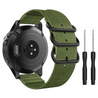 MoKo Band Compatible with Garmin Fenix 5, Fine Woven Nylon Adjustable Replacement Strap with Metal Buckle for Garmin Fenix 5/5 Plus/Instinct/Forerunner 935/Approach S60 Smart Watch- Army Green