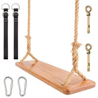 Wooden Swing Yangbaga Hanging Tree Swings, Wood Swings Seat 23.6"x7.7"x1" to Adult Kids Children with Adjustable Hemp Rope plus Tree Straps 86.6-126inch and 2 Carabiner Hooks-for Park or Home for Kids