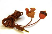 DCI Earbuds, Squirrel and Nut Headphone Earbuds - Brown