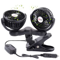 TN TONNY Dual Head Car Fan, 5 Inches Electric Car Clip Fans 360° Rotatable, Car Fan 12V Cooling Air Fan with Stepless Speed Regulation for SUV, RV, Vehicles