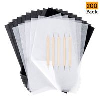 200 Sheets Transfer Carbon Paper and Tracing Paper with 5 Pieces Embossing Styluses Stylus Dotting Tools for Paper, Metal, Glass, Drawing, Carving, Wood Burning Craft