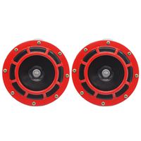 Car Electric Loud Horn 12V RED High and Low Tone Metal Twin Horn Kit with Bracket for Cars, SUVs, RVs, Vans, Motorcycles, Off-Road Boats