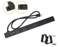 Opentron OT0160631 Metal Surge Protector Power Strip Extension Cord 16 inches 6 Black Outlet 3 Feet Power Cord