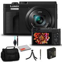 Panasonic Lumix DCZS80 Digital Camera (Black) (DC-ZS80K) - Bundle - with 12 Inch Flexible Tripod + Camera Bag + Cleaning Set
