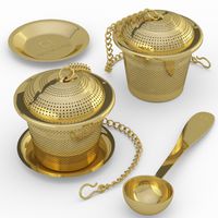Apace Large Tea Infuser (Set of 2) with Tea Scoop and Drip Trays - Multi Cup Size Stainless Steel Loose Leaf Tea Strainer and Steeper