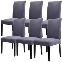Fuloon 6 Pack Super Fit Stretch Removable Washable Short Dining Chair Protector Cover Seat Slipcover for Hotel,Dining Room,Ceremony,Banquet Wedding Party (Grey)
