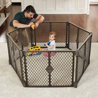 Toddleroo by North States Superyard 6-Panel Play Yard: Safe play area anywhere - Folds up with carrying strap for easy travel. Freestanding. 18.5 sq. ft. enclosure (26" Tall, Fieldstone)