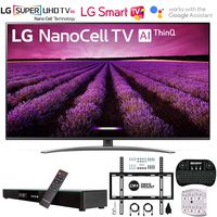 LG 65SM8100AUA 65" Nano Cell 4K Ultra HD LED TV w/ThinQ AI (2019) w/Soundbar Bundle Includes Deco Gear Home Theater Surround Sound 31" Soundbar, Flat Wall Mount Kit for 45-90 inch TVs and More