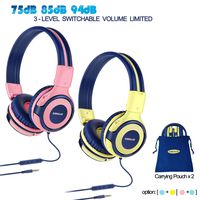 2 Pack of Kids Headphone with Volume Limited, Durable Kids Headsets, Foldable Headphones for Kids, Kids Safe Headphones with Storage Bag for Travel,School Daily(Pink,Yellow)