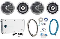 4 Alpine SPS-M601 Pair 6.5" Marine Coaxial Speakers+6 Channel Amplifier+Amp Kit