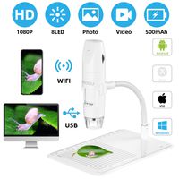 Wireless Digital Microscope PFC Optics USB 50X-1000X 1080P Handheld Portable Mini WiFi Microscope Camera with 8 LED Lights for iPhone/iPad/Mac/Android Phone/Tablet/PC