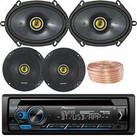 Pioneer DEH-S4000BT Car Bluetooth Radio USB AUX CD Player Receiver - Bundle Combo With 2x Kicker CS654 6.5" 300W 2-Way Coaxial Speakers + 2x 6x8" 450W Speaker + Enrock 50 Foot 18 Gauge Speaker Wire