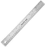 15" Stainless Steel Ruler with non-skid cork backing: inch and metric