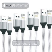 iPhone Charger,MFi Certified Lightning Cable [4 Pack 3/6/10/10FT] Extra Long Nylon Braided USB Charging & Syncing Cord Compatible iPhone 11/11 Pro/11 Pro Max/XS/XS Max/XR/X/8/8Plus/7/7Plus/6S/6S Plus