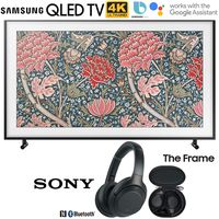 Samsung QN55LS03RA The Frame 3.0 55-inch LS03R QLED Smart 4K UHD TV (2019) Bundle with Sony WH1000XM3/B Premium Noise Cancelling Wireless Headphones with Mic, Black