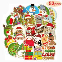 Gdaya Christmas Stickers for Water Bottles,53 PCS Cute Waterproof Vinyl Decals Merry Christmas Santa Reindeer Gift Snowman Stickers for Christmas Decoration Envelopes Gifts Tags Windows Snowboard