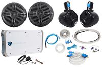 2 Rockville RMSTS65B 6.5" 800w Marine Boat Speakers+2 Wakeboards+Amp+Wire Kit