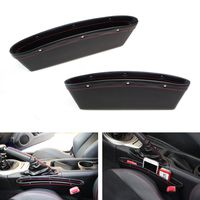 iJDMTOY (2) Black Leather Car Side Pocket Organizers, Car Seat Catchers Compatible With Key, Wallet, Cell Phone, Sunglasses, etc