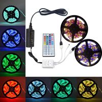 eTopxizu 32.8Ft DC 12V Flexible 5050 RGB LED Strip Light With 44key LED Controller and 12V5A Power Adapter Non-waterproof for Indoor Decoration Novelty