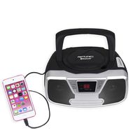 Riptunes Programmable CD Boombox- Portable Boombox, AM/FM Radio, with Bluetooth Black CDB232BT