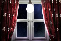 CSFOTO 5x3ft Background for White Window with Red Curtain Photography Backdrop White Lamp Night Starry Sky Room Decoration Bedroom Child Adult Baby Portrait Photo Studio Props Polyester Wallpaper