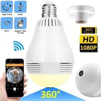 WiFi IP Camera LED Bulb Camera Wireless Hidden Camera 360 Degree Panoramic 1080P HD Fisheye for IOS Android APP Remote Home Security System for Indoor Outdoor House Baby Room Pet Office School