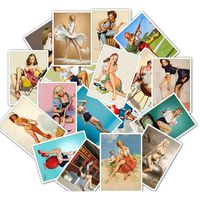 Sexy Lady Stickers for Adult, Trendy Girl Pin Up Laptop Vinyl Decal for Guitar Phone Computer Travel Case Water Bottle Skateboard Bike Moto Luggage Retro Women Stickers