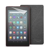 Fire 7 Tablet (7" display, 16 GB) - Black + Amazon Standing Case (Charcoal Black) + Screen Protector (Clear)