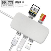 USB C Hub, USB 3.0 Ports and SD/TF Card Reader for MacBook 12 / 2016 2017 MacBook Pro 13 15 with usb 3 ports / ChromeBook and More, Multi-Port Adapter